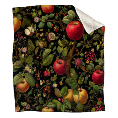 Jeté en molleton Apples - Jetés floraux pour canapés ou lits