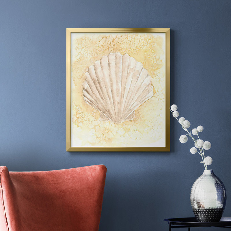 Toile de qualité supérieure Salty Seashell II - prête à être accrochée, Or, H 20 po x l 16 po