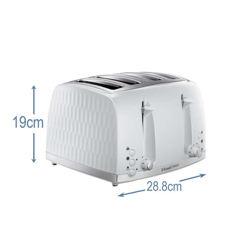 Russell Hobbs 4 Slice Honeycomb Toaster, White