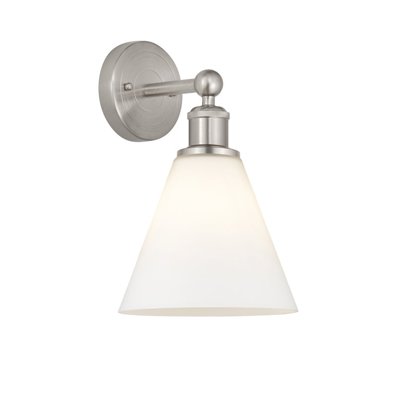 Beva Steel Armed Sconce, Matte White, Satin Nickel