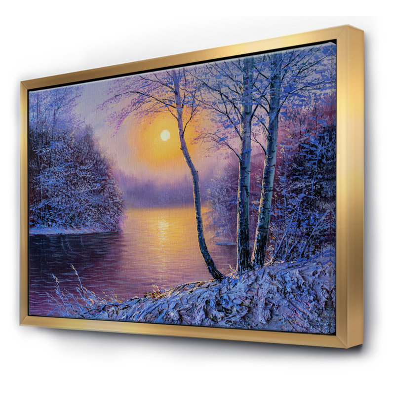 «Warm Sunshine Reflection over Winter Forest River II», reproduction sur toile flottante, H 12 po x l 20 po x p 1 po