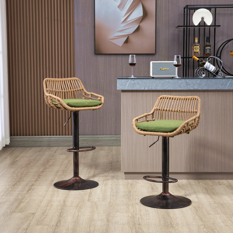 Ensemble de 2 tabourets de bar modernes pivotants avec repose-pieds réglables, Vert