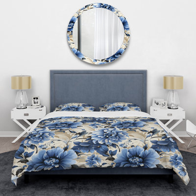 Ensemble de housse de couette Cobalt Blue Filigree Victorian