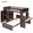 Loft Bed with a Stand-alone bed, Shelves,Desk,and Wardrobe-8001950-8001949