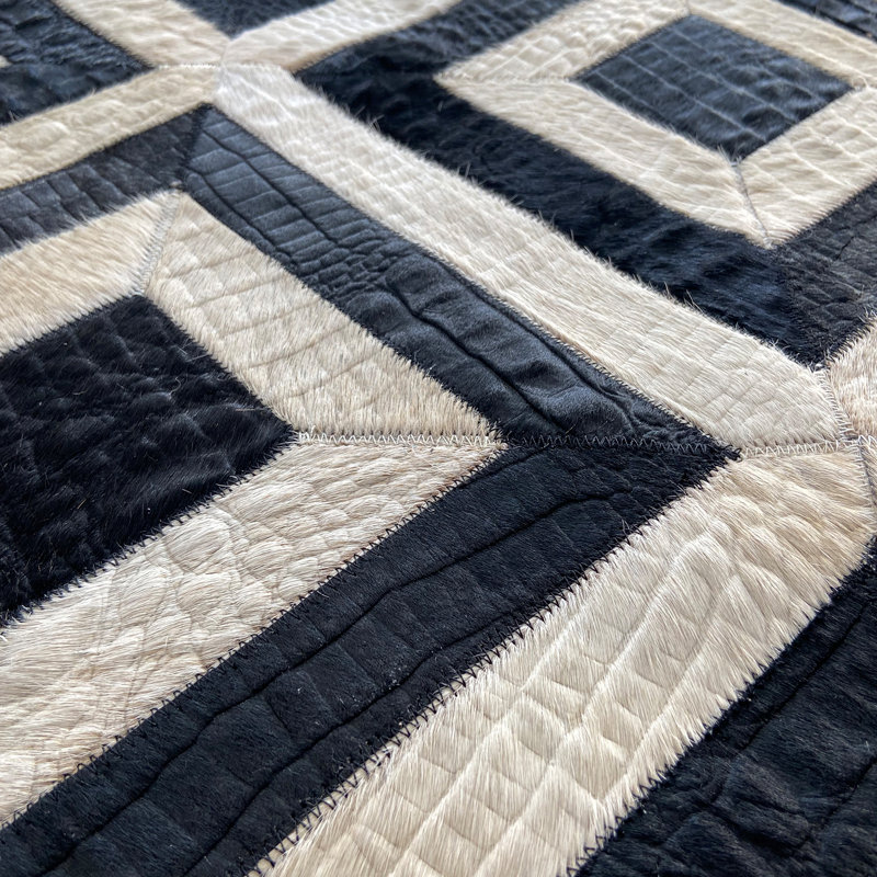 Pandora Plus Cowhide Geometric Area Rug, Rectangle 10' x 14'