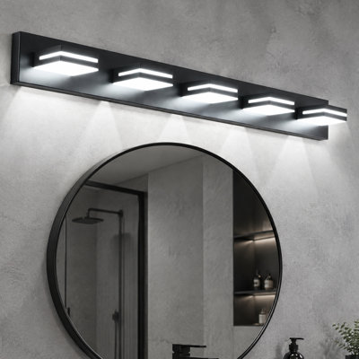 41" 5-Light Black Modern Integrated LED Bathroom Vanity Light, Acrylic Wall Sconce