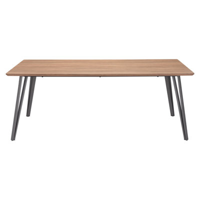 79" Brown and Gray Wood and Steel Dining Table