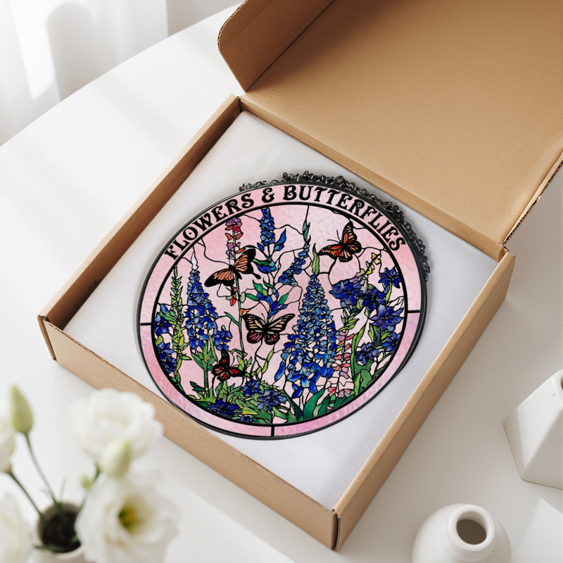 Panneau de vitrail 12 "H Flowers, H 12 po x l 12 po
