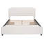 Grand lit plateforme tapissier avec tête de lit à garniture cloutée et, 4 tiroirs, tissu en velours beige - aucun sommier tapissier requis, garniture de rangement maximale. Taille, velours beige. Printemps. Cadre. Économisez de l'espace.