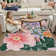 Washable Area Rug for Living Room Floral Rugs for Bedroom Non-Slip Soft Scalloped Floor Carpet