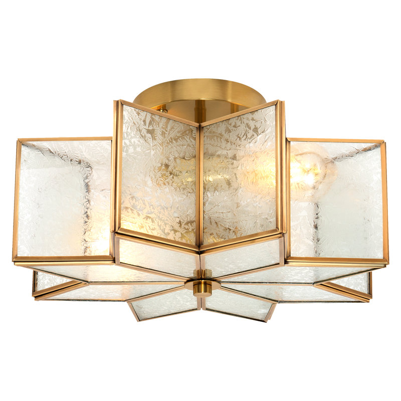 Aireona 2 - Light 41cm Unique/Statement Star Semi Flush Mount Light, Brass Dust
