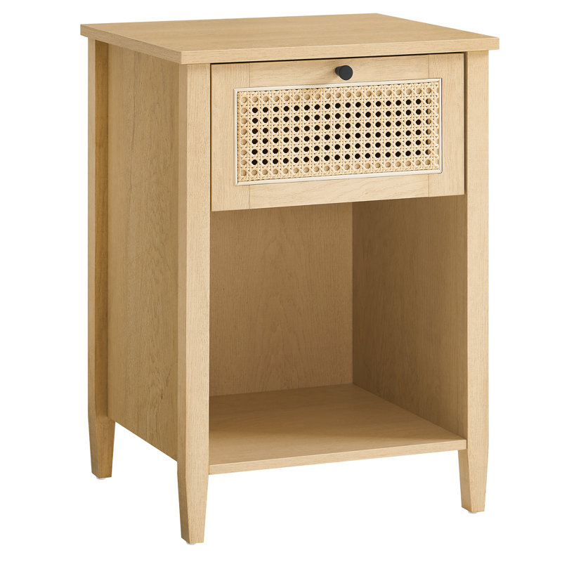 Sabeeka Boho Nightstand, Bedside Table with Drawer