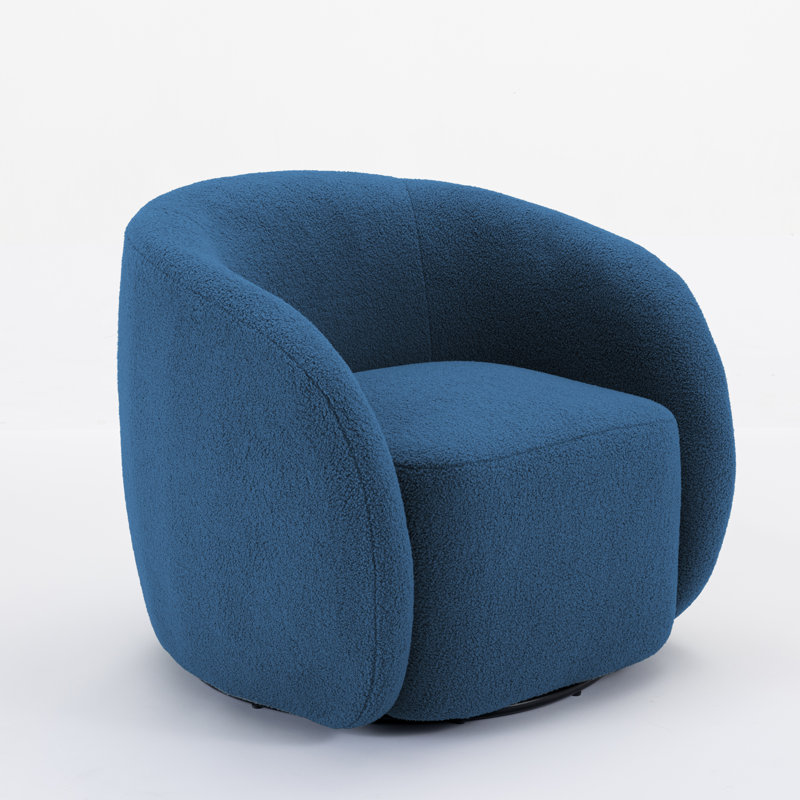 Fauteuil demi-tonneau Katherline, Mélange de polyester bleu