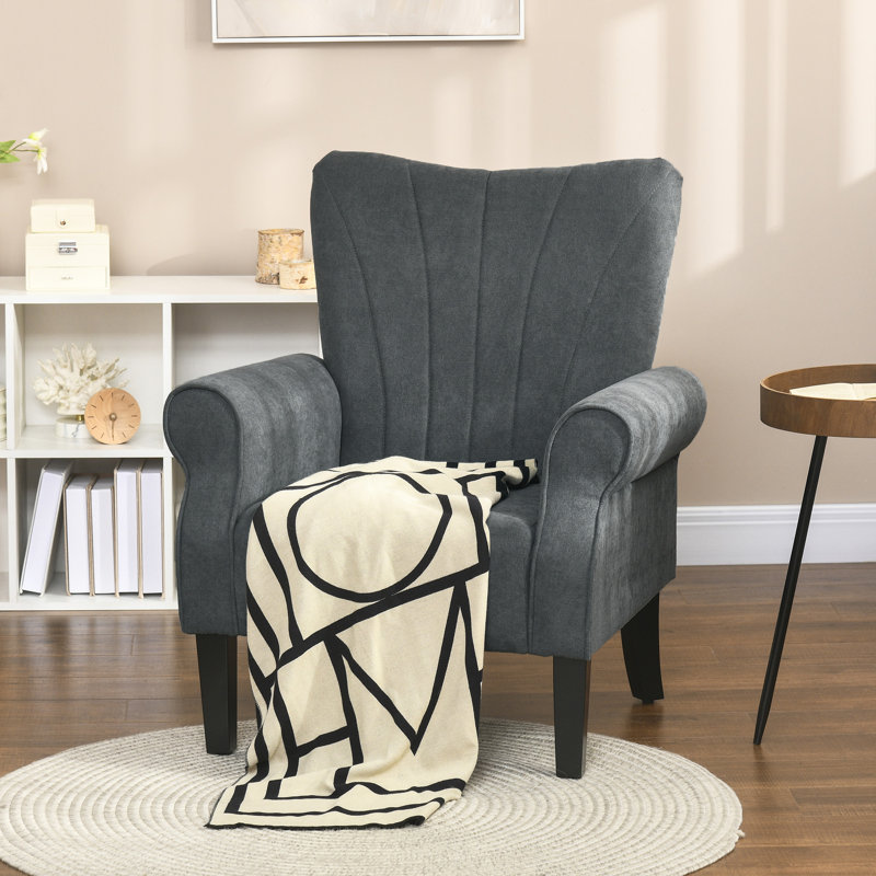 Allianah Linen Cheasterfield Armchair, Grey