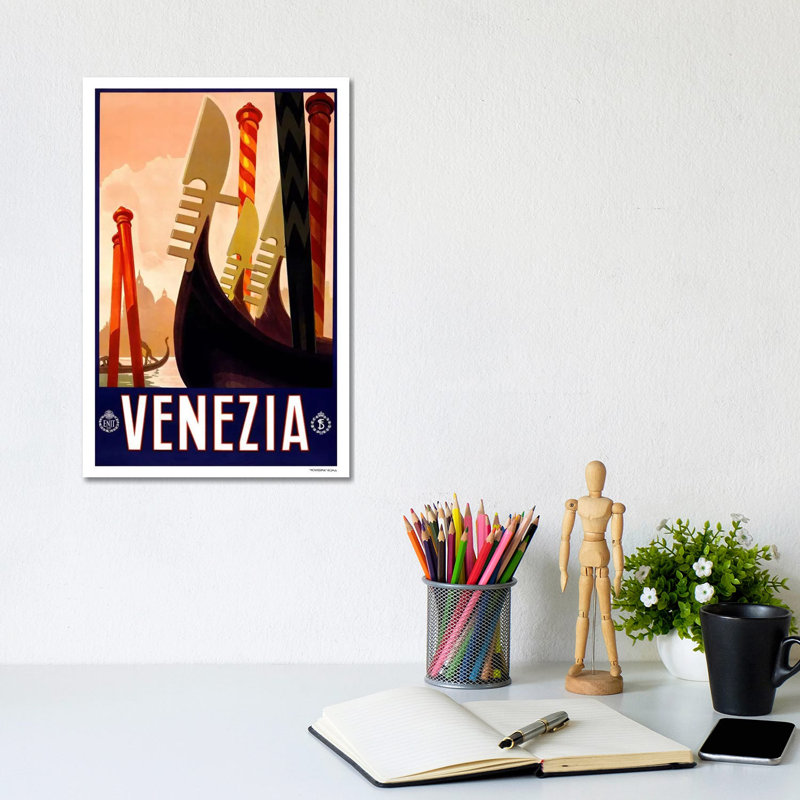 Venezia Advertising Vintage Poster - Wrapped Canvas Rectangle Print, 20.32 cm H x 30.48 cm W