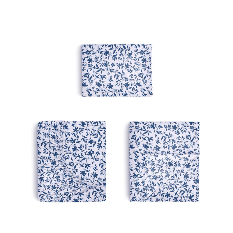 Southern Tide Botanical Floral Twin Navy Sheet Set, Twin Sheet Set with 1 Pillowcase