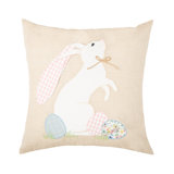 Bunny Eggs Embroidered Throw Pillow