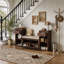 Banc de rangement tout-en-un avec coussin, compartiments, tiroirs et tablettes ouvertes, banc de rangement-503043688