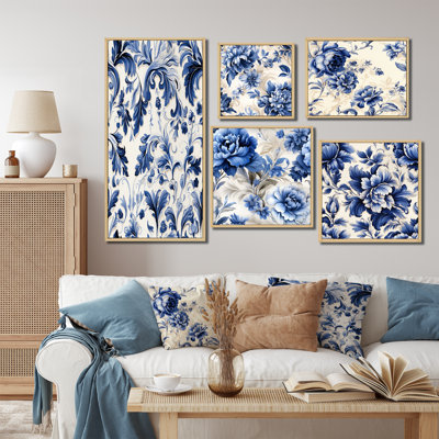 Moore - Damask Wall Art Living Room Set Of 5
