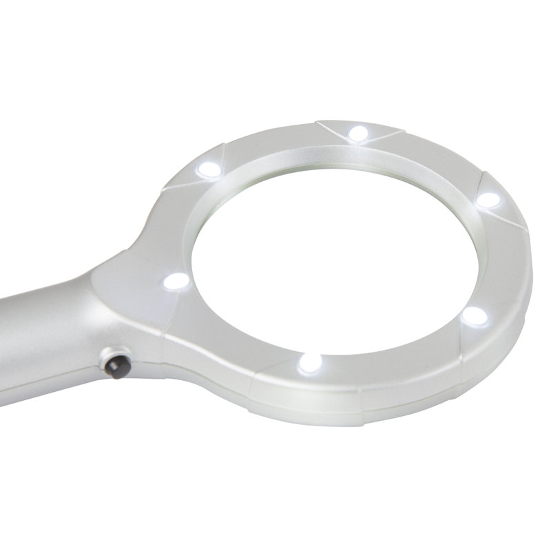 Stalwart Handheld Magnifying Glass 4x LED Magnifier, Lightweight - Silver