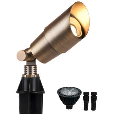 Paquet de 1 éclairage de paysage à basse tension en laiton massif, ampoules à DEL 12 V avec boîtier en aluminium Mr16, lumières d'extérieur résistantes et imperméables pour le jardin, la cour et les arbres
