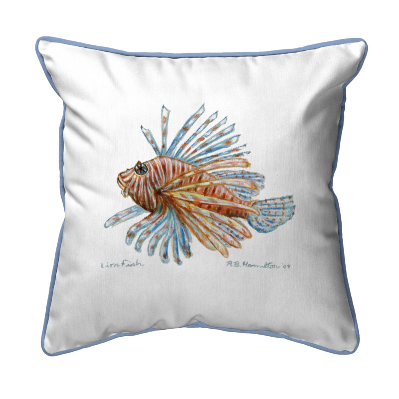 Lion Fish Outdoor Square Pillow Cover & Insert, Square 18"