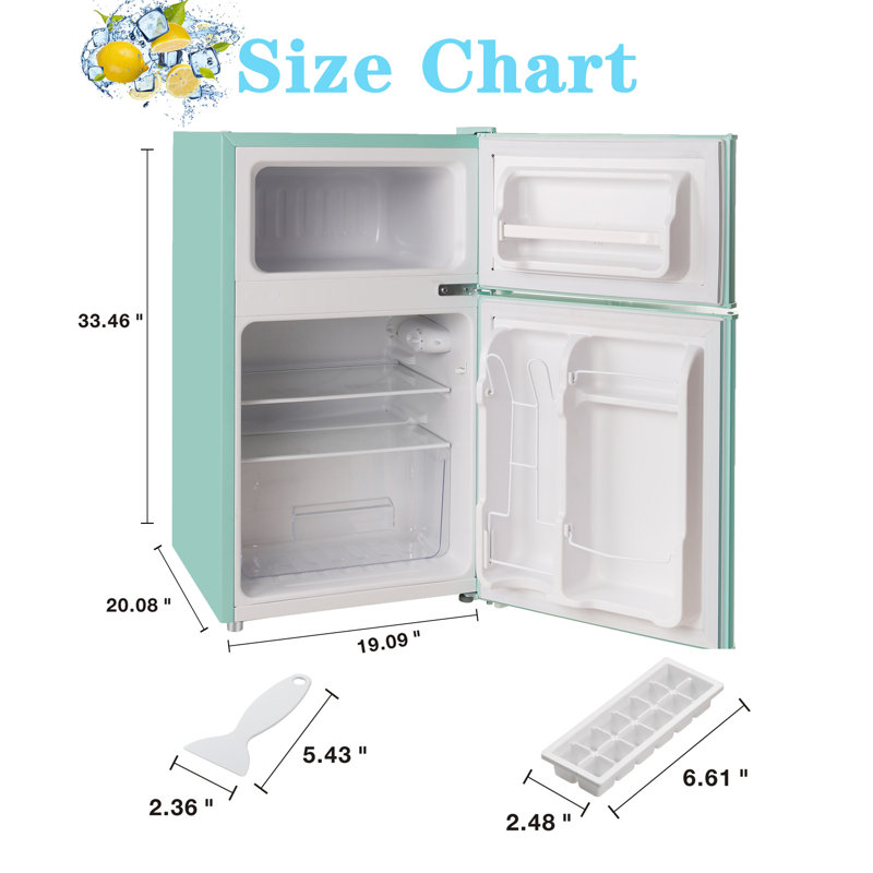 R.W.FLAME Retro 3.2 Cu. ft. Freestanding Mini Fridge with Freezer, Green