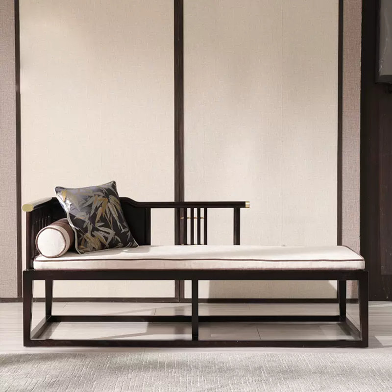 Chaise longue rembourrée en bois massif New