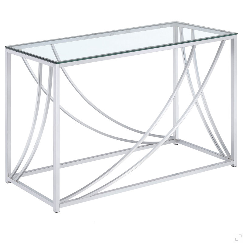 Chrome Glass Top Entryway Console Table Accents