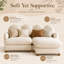 Canapé d'angle Channell 2 places en chenille avec pouf amovible, assise profonde avec 4 coussins décoratifs, dossier et accoudoirs arrondis, pieds en bois massif pour salon-774280857