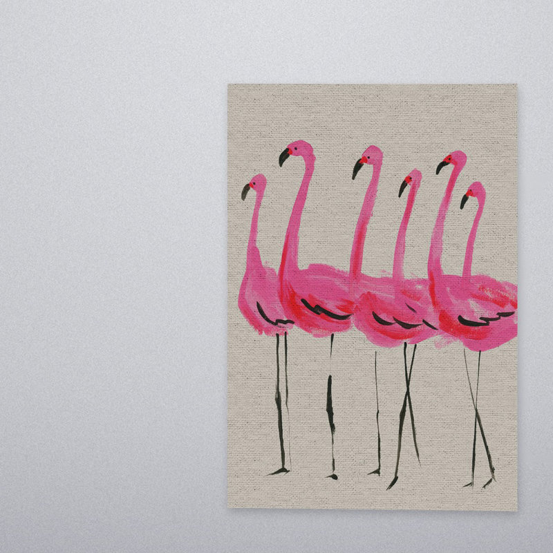 Flamants Roses - Wrapped Canvas Painting, 101cm H x 152cm W