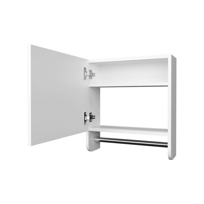 Armoire de salle de bain moderne blanche avec barre à serviettes et support à miroir intégré inclus - et style