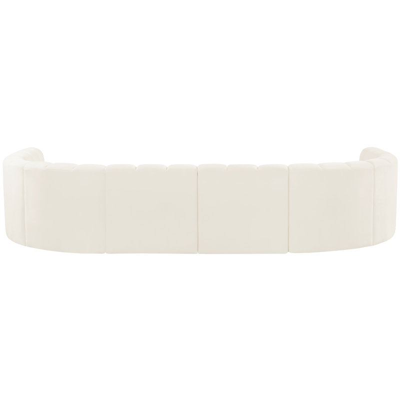 Kiriakos Upholstered Curved Sectional Reversible, Cream Velvet