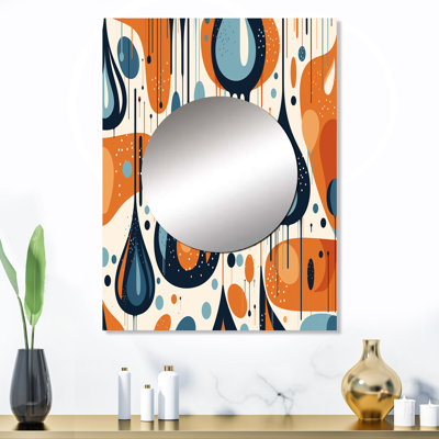 Mccastler orange bleu Mid-Century Balance I - miroir de formes abstraites, miroir mural moderne unique, impression d'art en métal