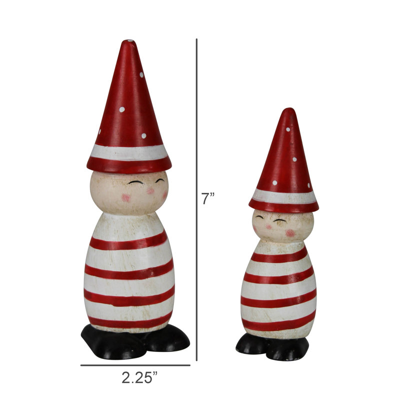 Gnomes striés, métal, ensemble / 2 pièces: 1,5 x 5,5, gris: 2,25 x 7