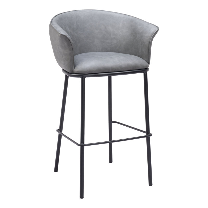 Garston Upholstered Barstool, Gray