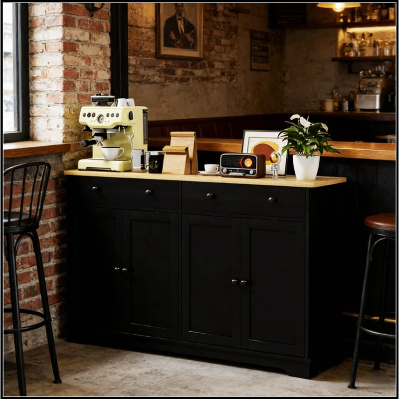 Buffet de style nordique avec rangement spacieux, tablettes réglables et utilisation polyvalente pour les maisons modernes