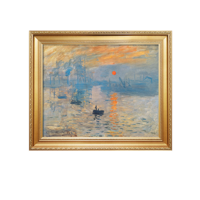 Impression «Lever de soleil sur toile» par Claude Monet, Encadrement doré, H 16 po x l 20 po x P 0,75 po