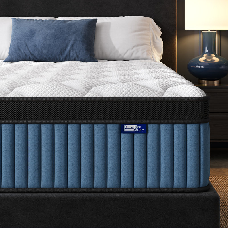 Matelas hybride 7 couches 8 po / 10 po / 12 po avec ressorts ensachés et support à deux zones - mousse viscoélastique rafraîchissante, CertiPUR-US / OEKO-TEX