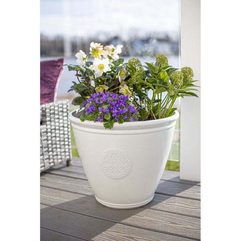Eden Emblem Plant Pot - Plastic, 30cm H x 40cm W x 40cm D, White