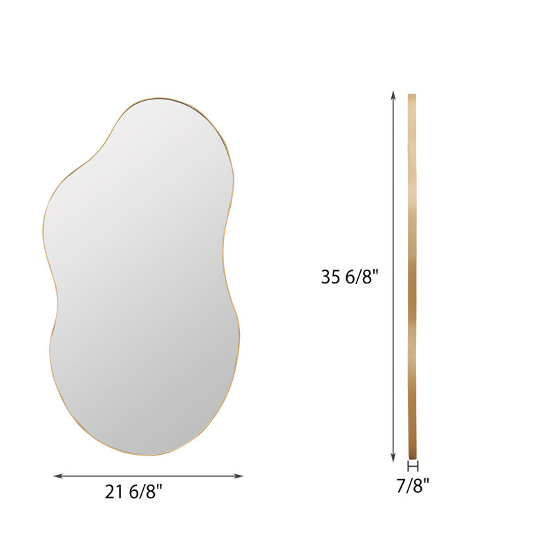Asymmetrical Metal Framed Wall Accent Mirror, 92cm H x 50cm W, Bronze