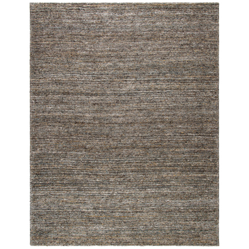 Moniz Hand Tufted Wool/Cotton & Other Fiber Solid Color Rug in Dark Brown, Rectangle 8' x 10'