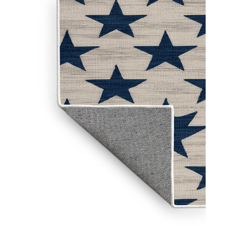  Tapis nautique lavable avec étoiles, Rectangulaire 2 pi x 3 pi