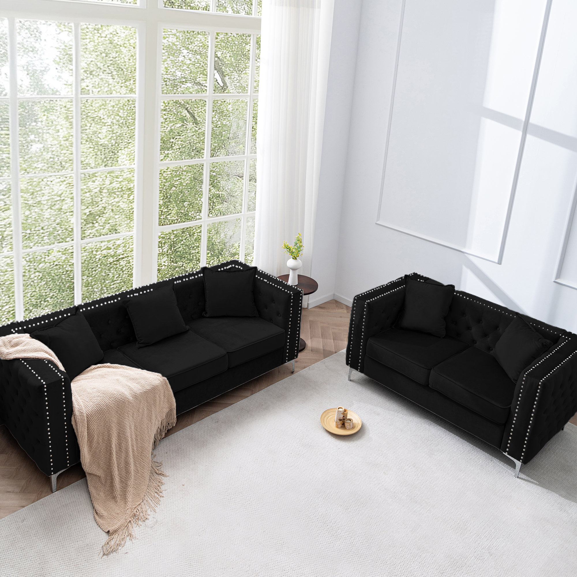Rosdorf Park 2-Peice Chesterfield Velvet Sofa Set | Wayfair