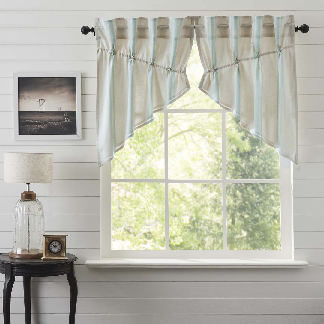 Lourdes Cotton Striped Swag Window Valance Rosalind Wheeler 