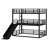 Metal Triple Bunk Bed With Safety Guardrails,Slide And Noise-Reduced Design-445173100