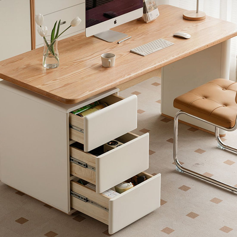 Bureau de direction rectangulaire en bois massif avec tiroirs Burlywood, H 29,92 po x l 55,12 po x P 27,56 po