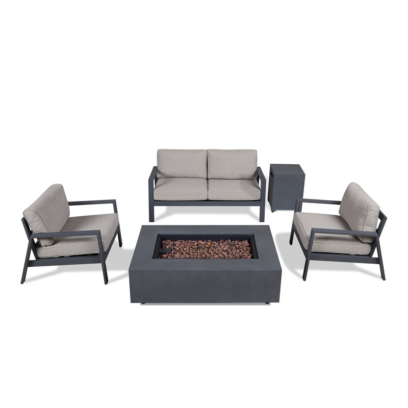 Aegean 4 Seat Outdoor Patio Furniture Set With Fire Table