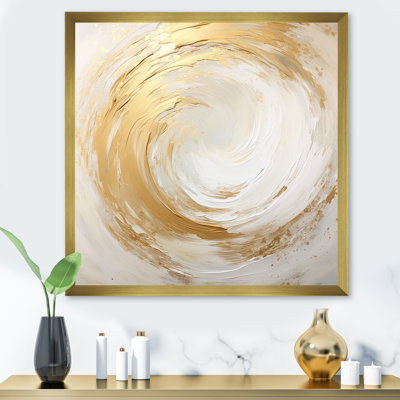 Gold And White Soft Wave Vortex I - Abstract Spirals Wall Art