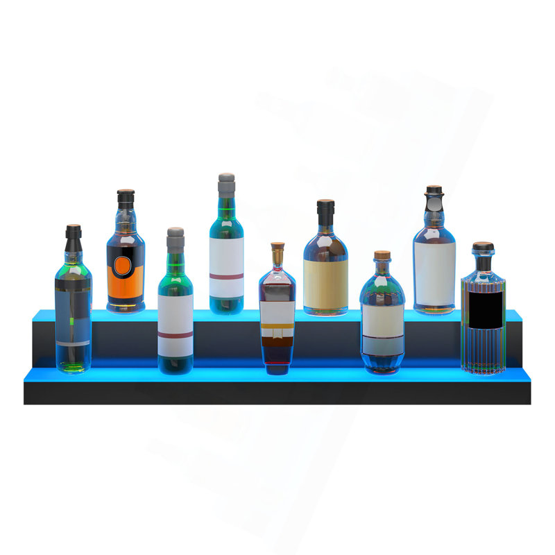 Tablette de présentation de bouteilles de boissons alcoolisées à DEL avec contrôle des radiofréquences et des applications 40 po en 2 étapes